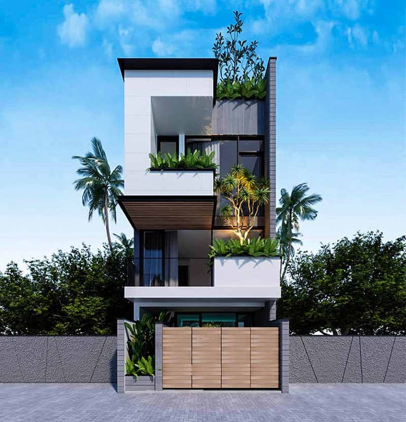 Alt: Mặt tiền một dãy nhà phố liền kề