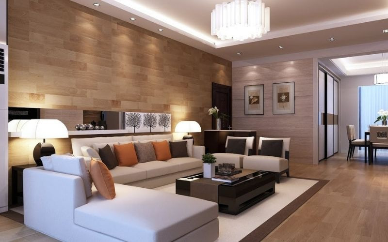 Alt: Phòng khách nhà phố sang trọng và hiện đại