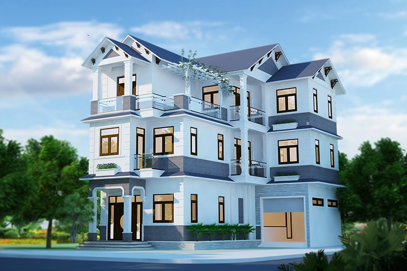 alt text: Biệt thự 2 mặt tiền 3 tầng kết hợp kinh doanh