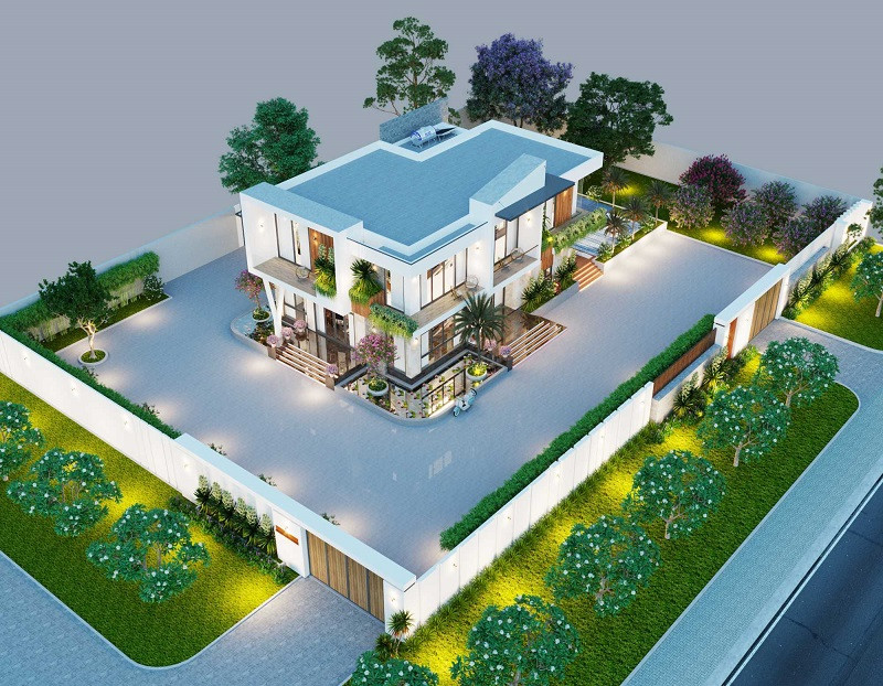 alt text: Biệt thự 2 mặt tiền có hồ bơi