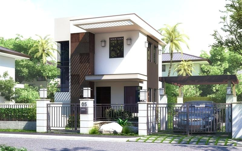 alt text: Mẫu nhà phố 2 tầng mái bằng với thiết kế vòm cung độc đáo, tạo nên điểm nhấn kiến trúc ấn tượng.