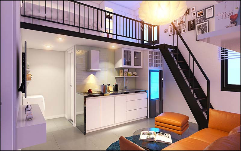 alt text: Mẫu thiết kế căn hộ dịch vụ mini