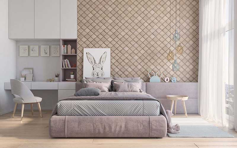 alt text: Thiết kế phòng ngủ cho trẻ với nội thất gỗ tự nhiên