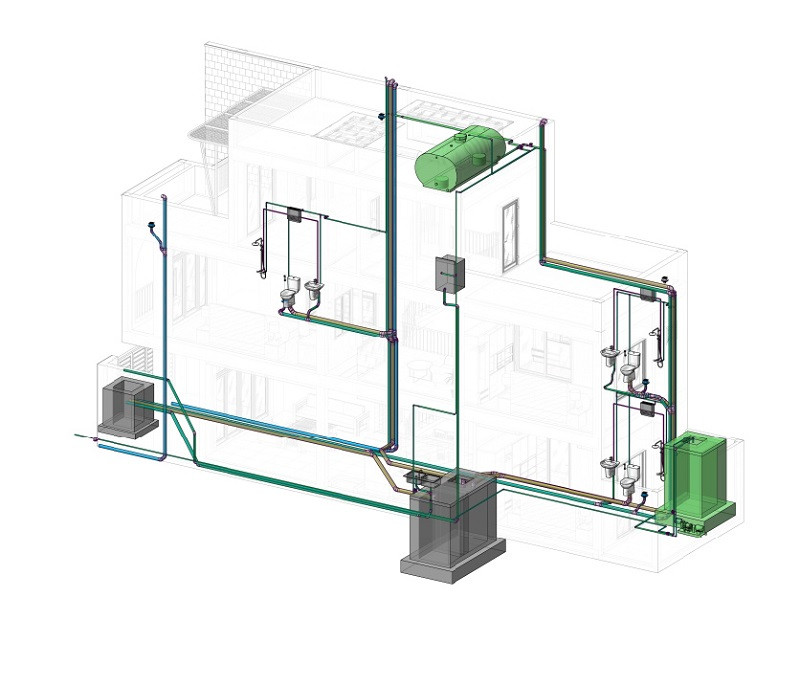 Bản vẽ cấp thoát nước nhà phố nhỏ