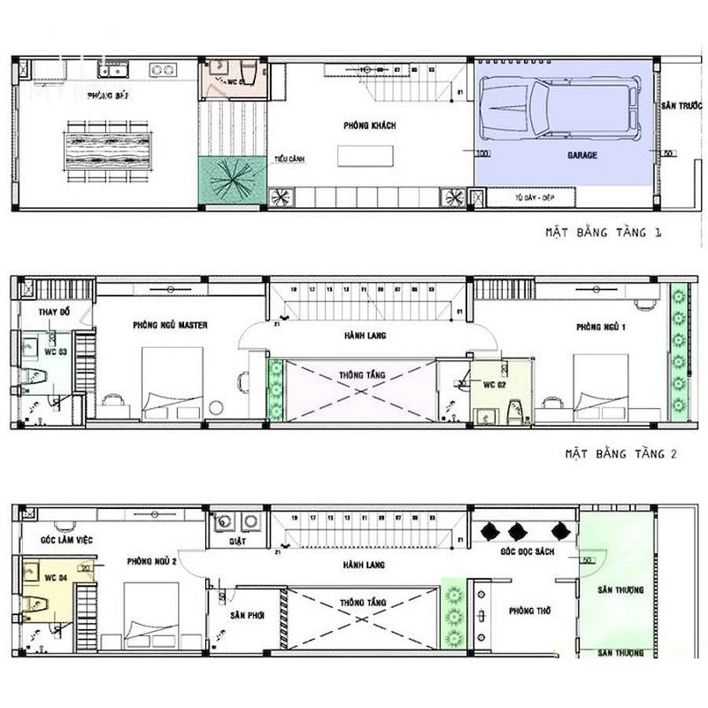 Bản vẽ thiết kế nội thất nhà phố 3 tầng hiện đại