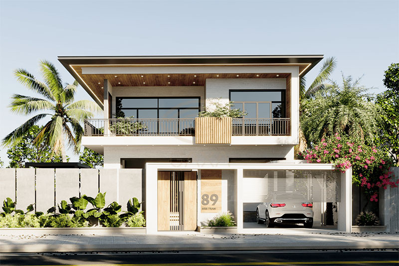 Biệt thự hiện đại 2 tầng mái bằng