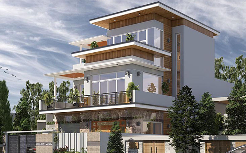 biệt thự hiện đại 3 tầng 2 mặt tiền