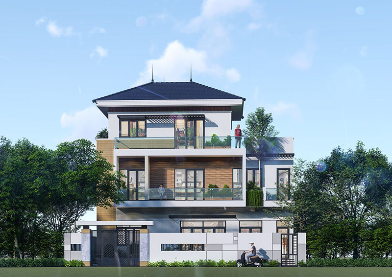 biệt thự hiện đại 3 tầng mái Nhật