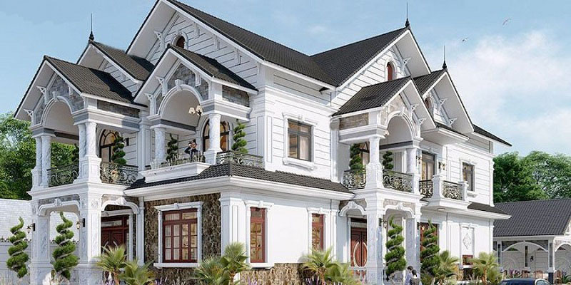 biệt thự mái thái 2 tầng phong cách cổ điển