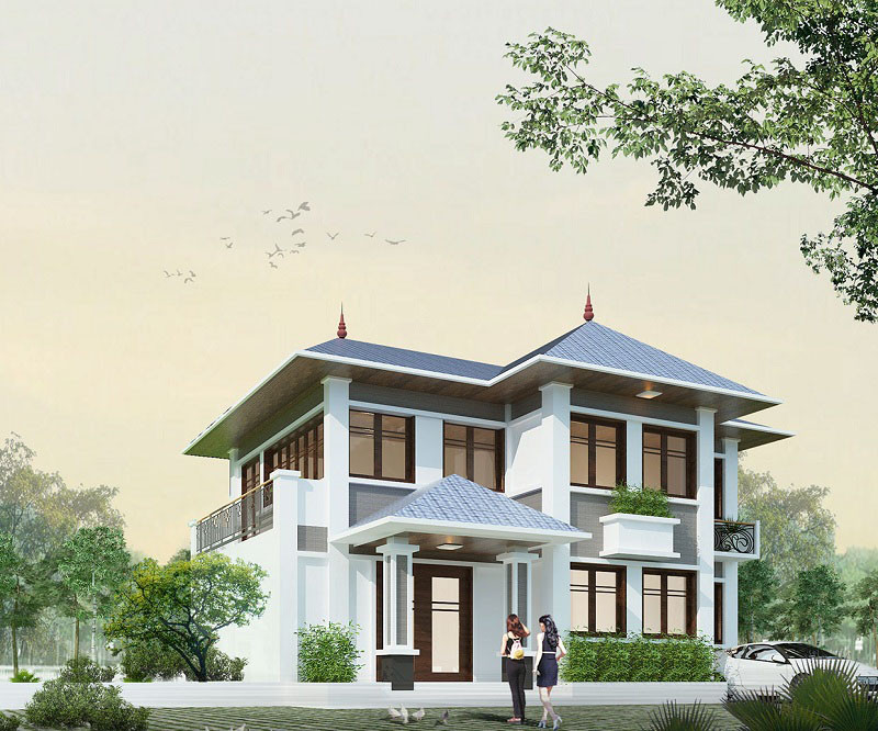 biệt thự mái thái 2 tầng phong cách đơn giản