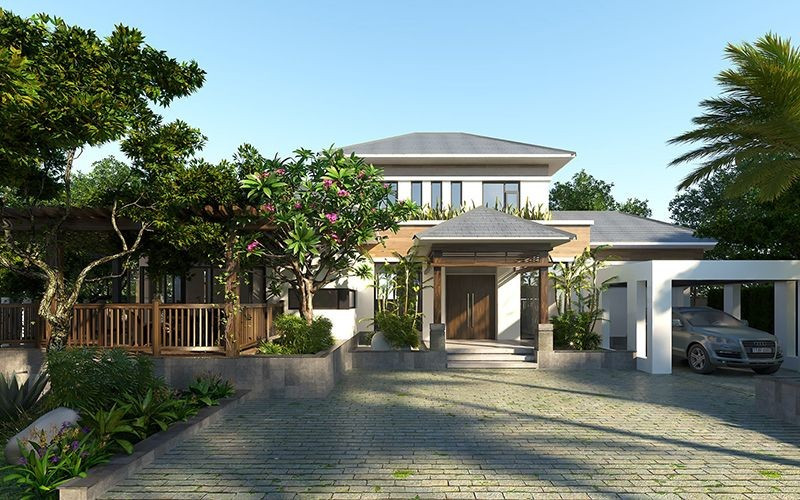 Biệt thự sân vườn với không gian xanh mát