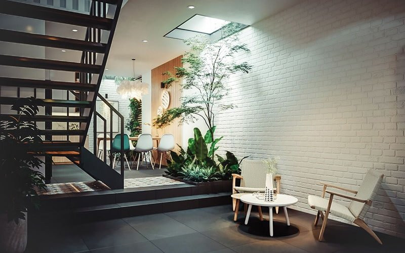 Giếng trời ở khu vực cầu thang