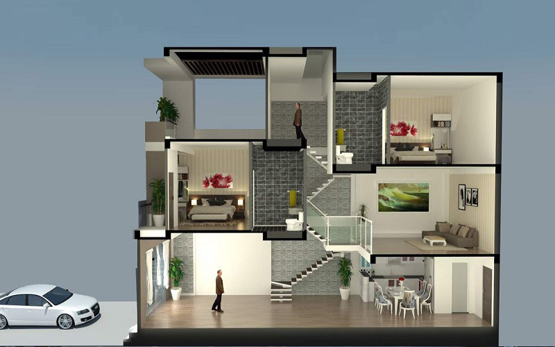 Mặt bằng nhà lệch tầng