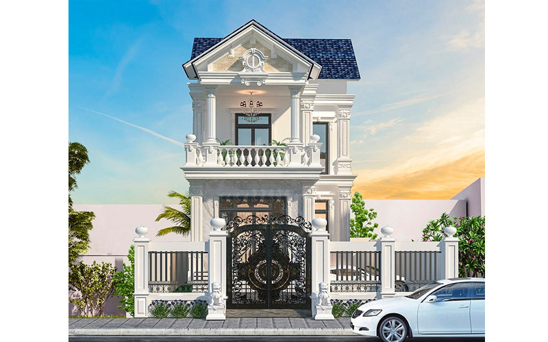 mặt tiền nhà phố 2 tầng 4m cổ điển