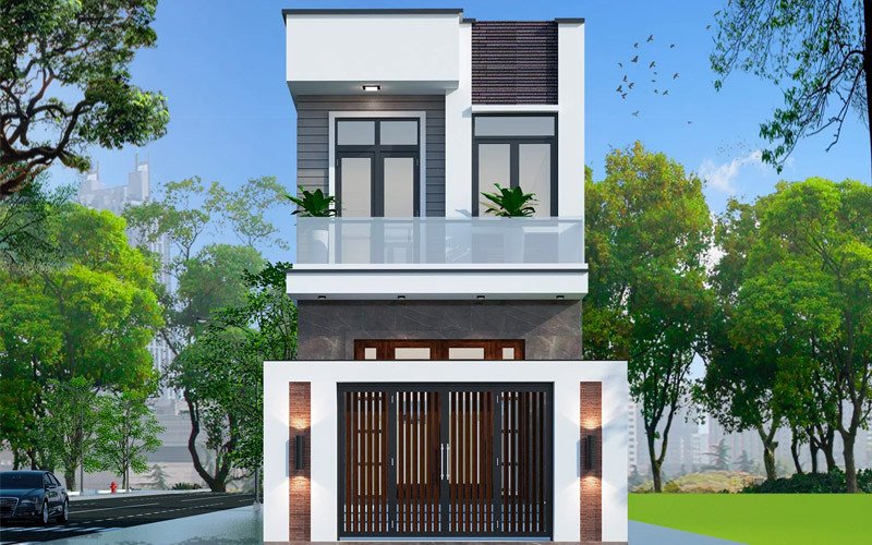 mặt tiền nhà phố 2 tầng 4m trẻ trung