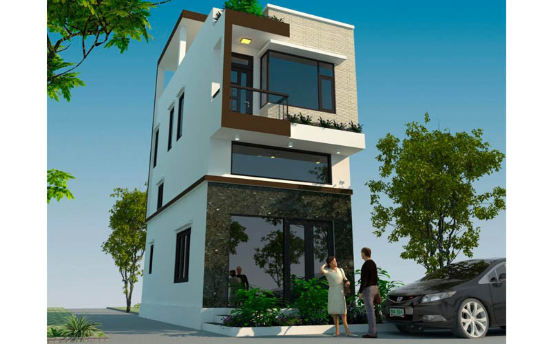 mặt tiền nhà phố 2 tầng có gác lửng