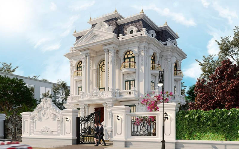 mặt tiền nhà phố 2 tầng kiểu Pháp