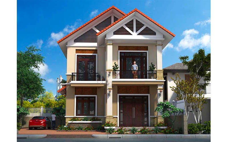 mặt tiền nhà phố 2 tầng mái thái