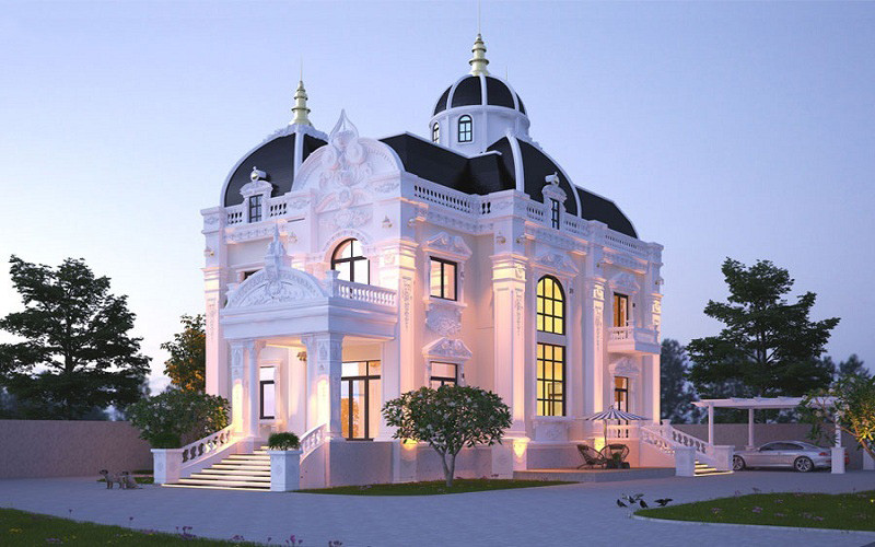 mẫu biệt thự 2 tầng tân cổ điển