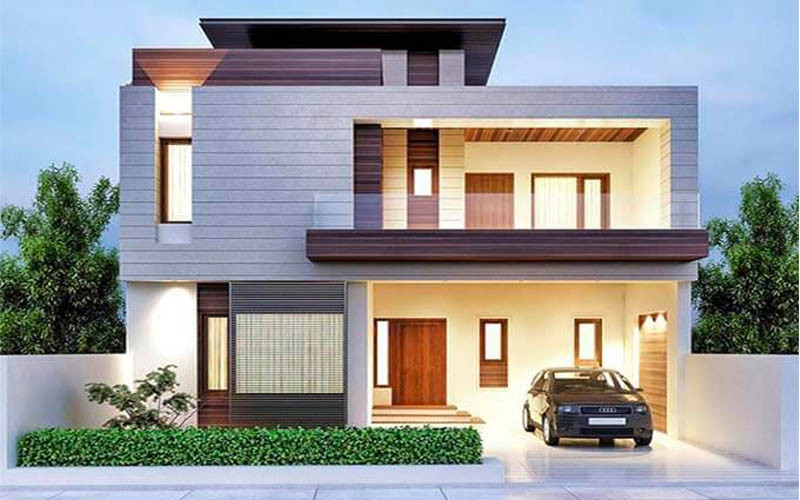 mẫu mặt tiền nhà phố 2 tầng mái bằng