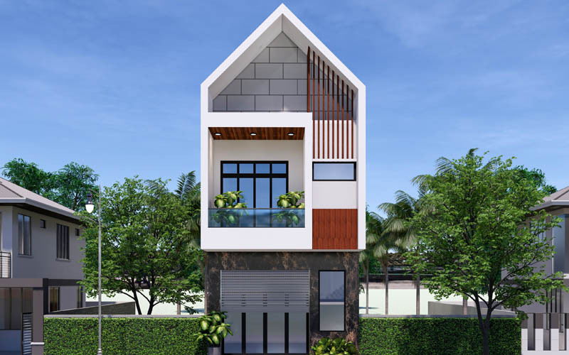 Mẫu nhà phố 2 tầng dạng ống