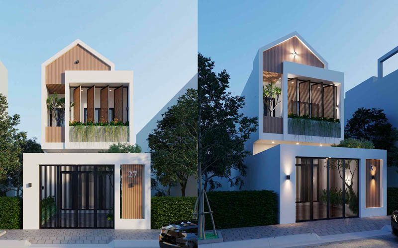 Mẫu nhà phố 2 tầng mái thái diện tích 50m2