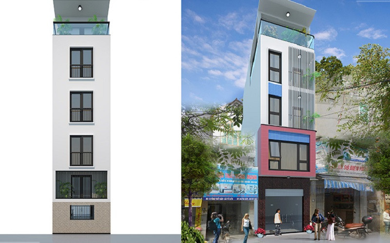 Mẫu nhà phố 5 tầng kết hợp với văn phòng