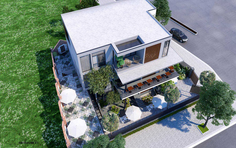 Mẫu thiết kế biệt thự vườn kết hợp với quán cafe