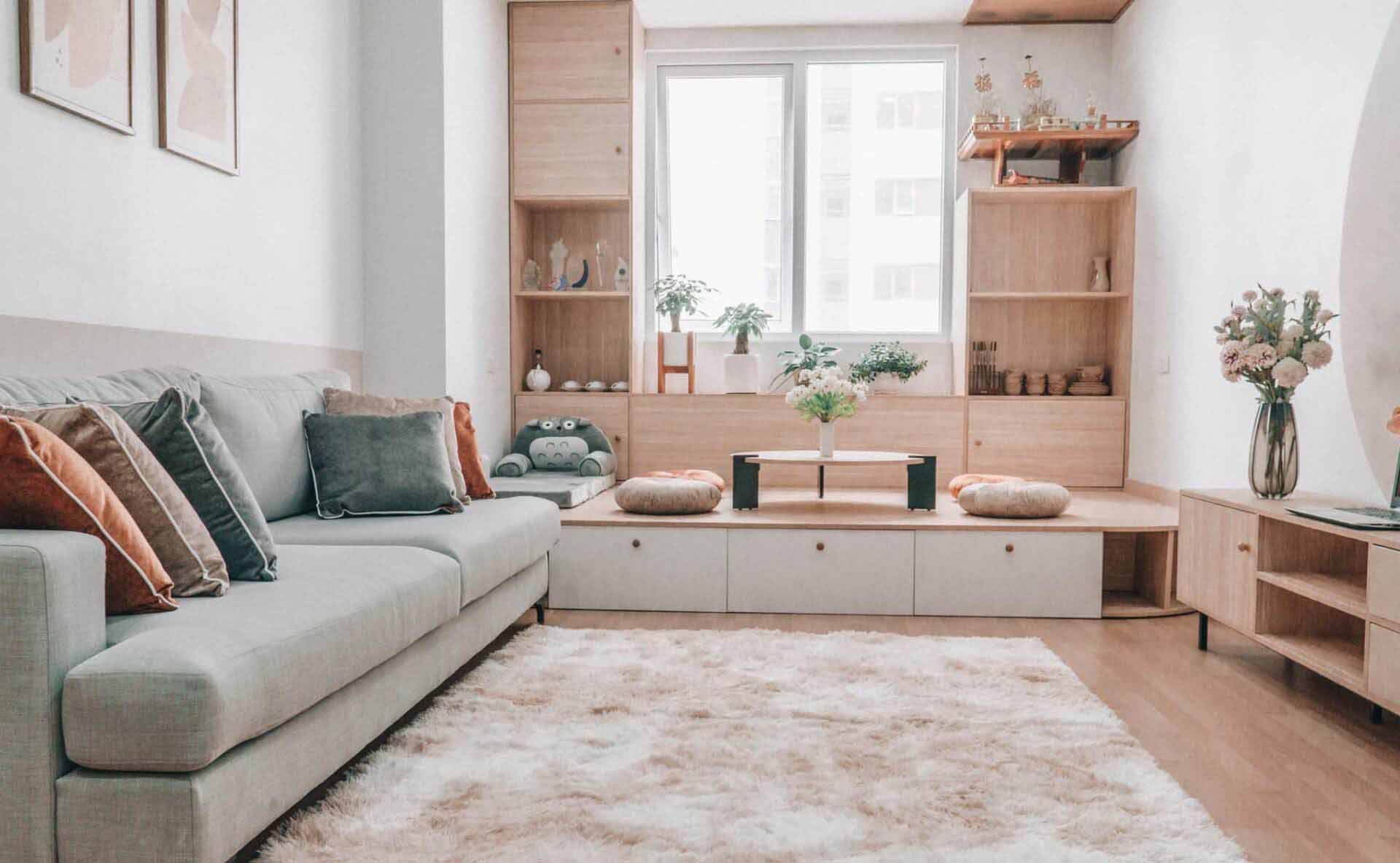 Phòng khách căn hộ 76m2 hiện đại và tinh tế