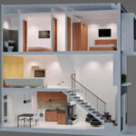 Thiết kế nhà phố 2 tầng có gác lửng