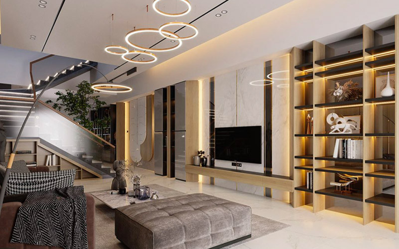 thiết kế nội thất nhà phố 2 tầng phong cách luxury