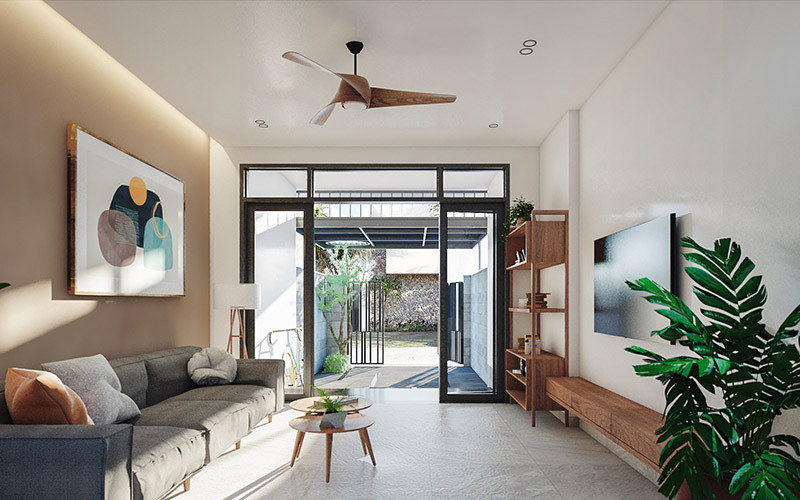 thiết kế nội thất nhà phố 2 tầng thông minh