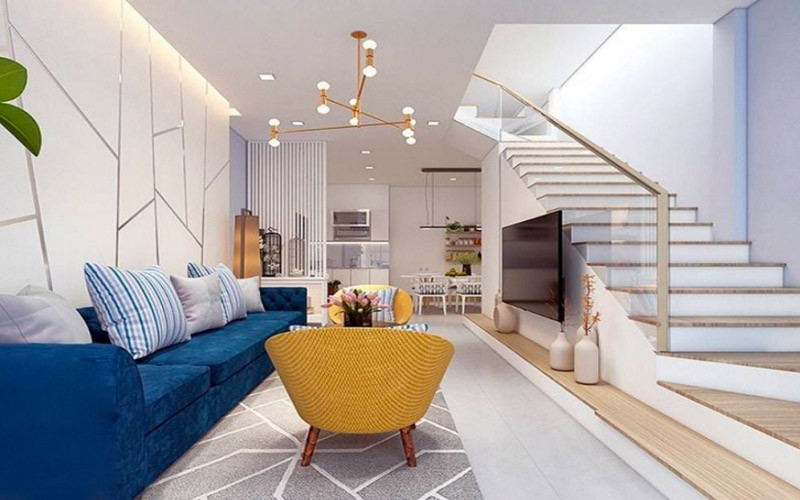 thiết kế nội thất nhà phố 2 tầng tối giản