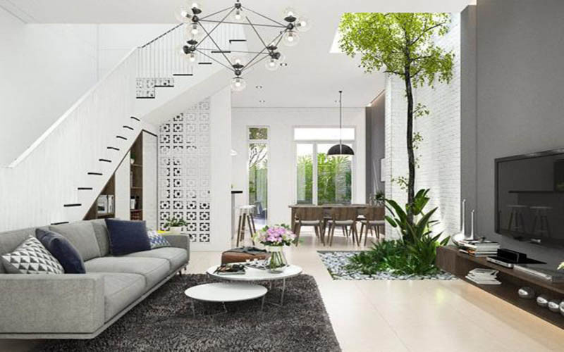 Thiết kế nội thất với gam màu trắng chủ đạo