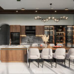 Thiết kế phòng ăn biệt thự hiện đại với tủ bếp song song