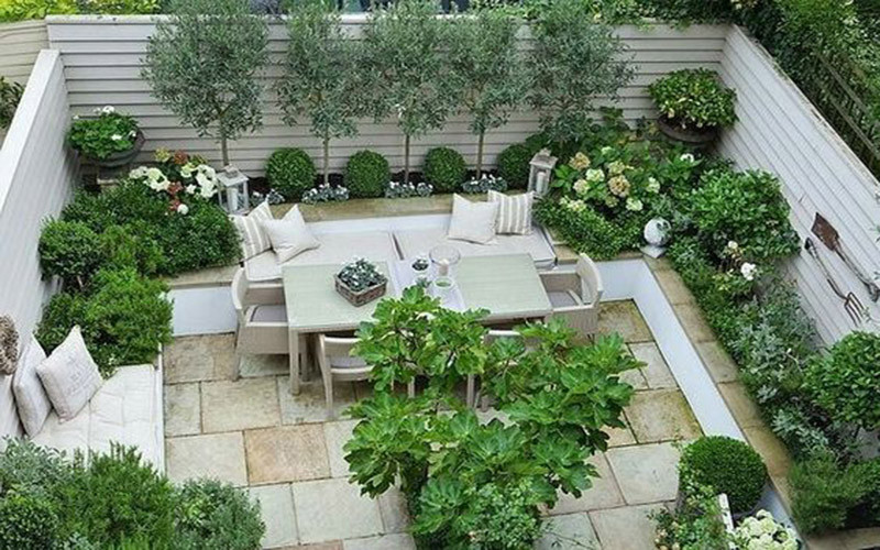 thiết kế sân vườn trên sân thượng