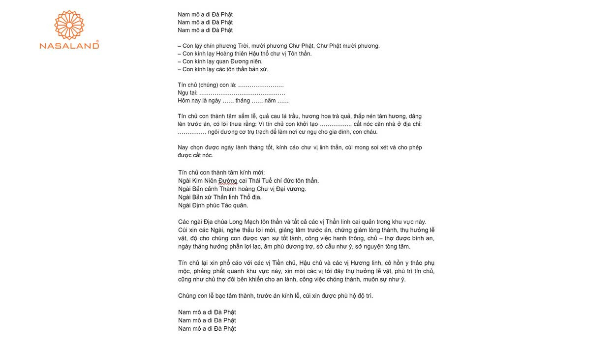 Bài văn khấn cúng cất nóc