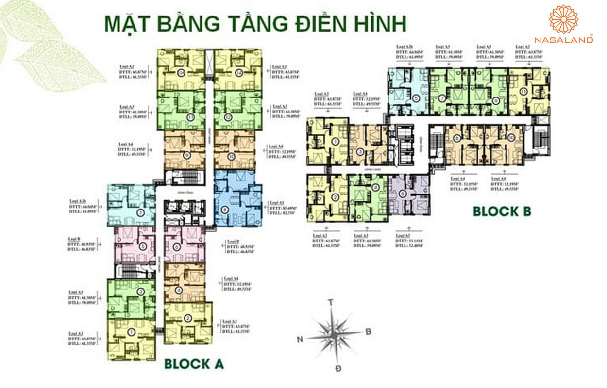 Mặt bằng DatXanhHomes Riverside tầng điển hình