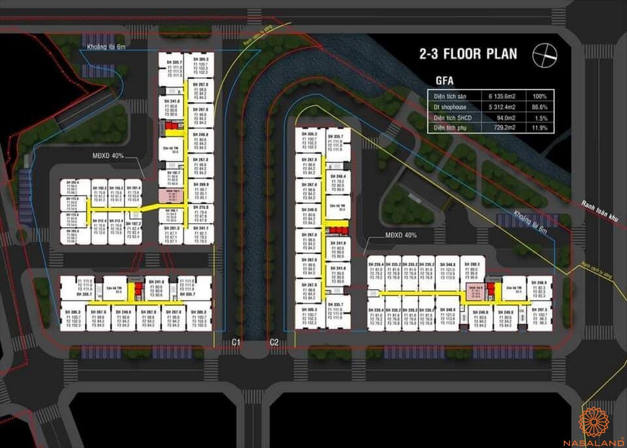 Mặt bằng Fiato Premier Thủ Đức tầng 2 - 3