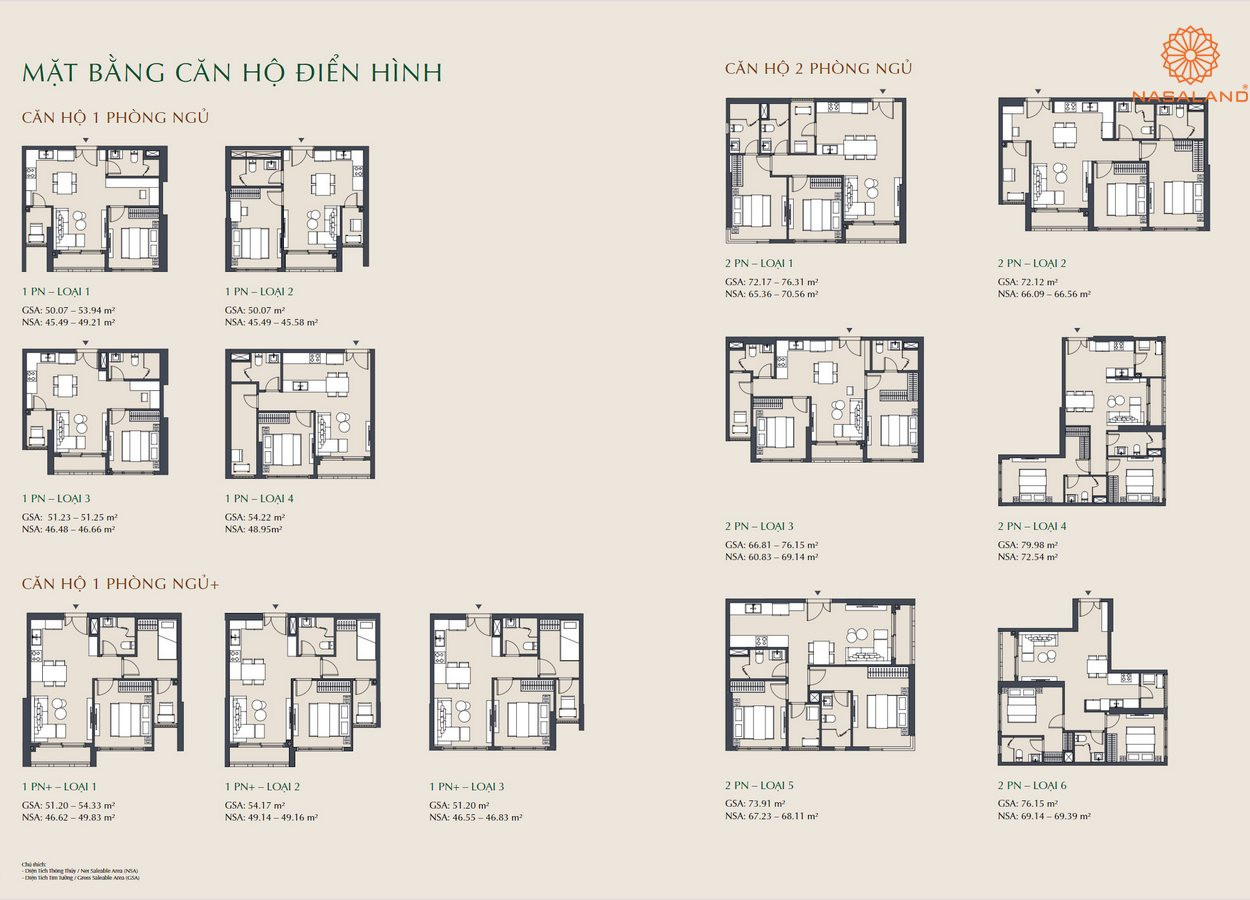 Mặt bằng Lumiere Boulevard - Căn hộ 1PN và 2 PN