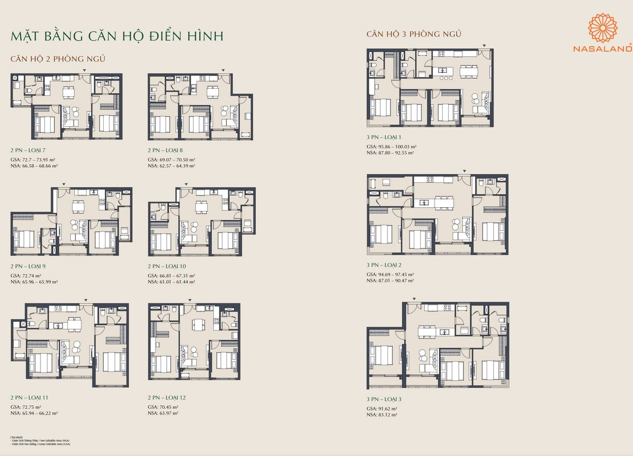 Mặt bằng Lumiere Boulevard - Căn hộ 2PN và 3PN