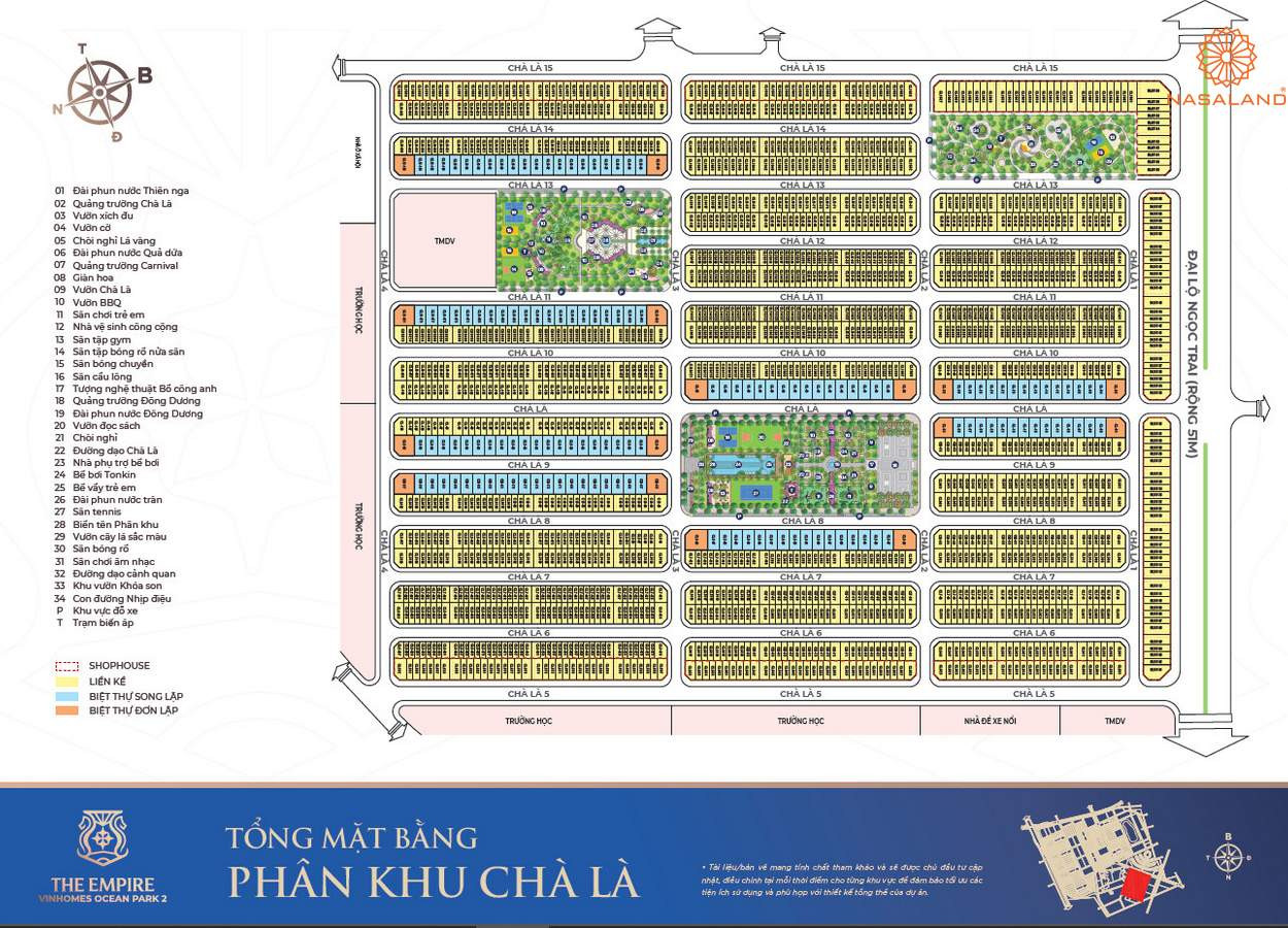 Mặt bằng phân khu Chà Là tại Vinhomes Ocean Park 2