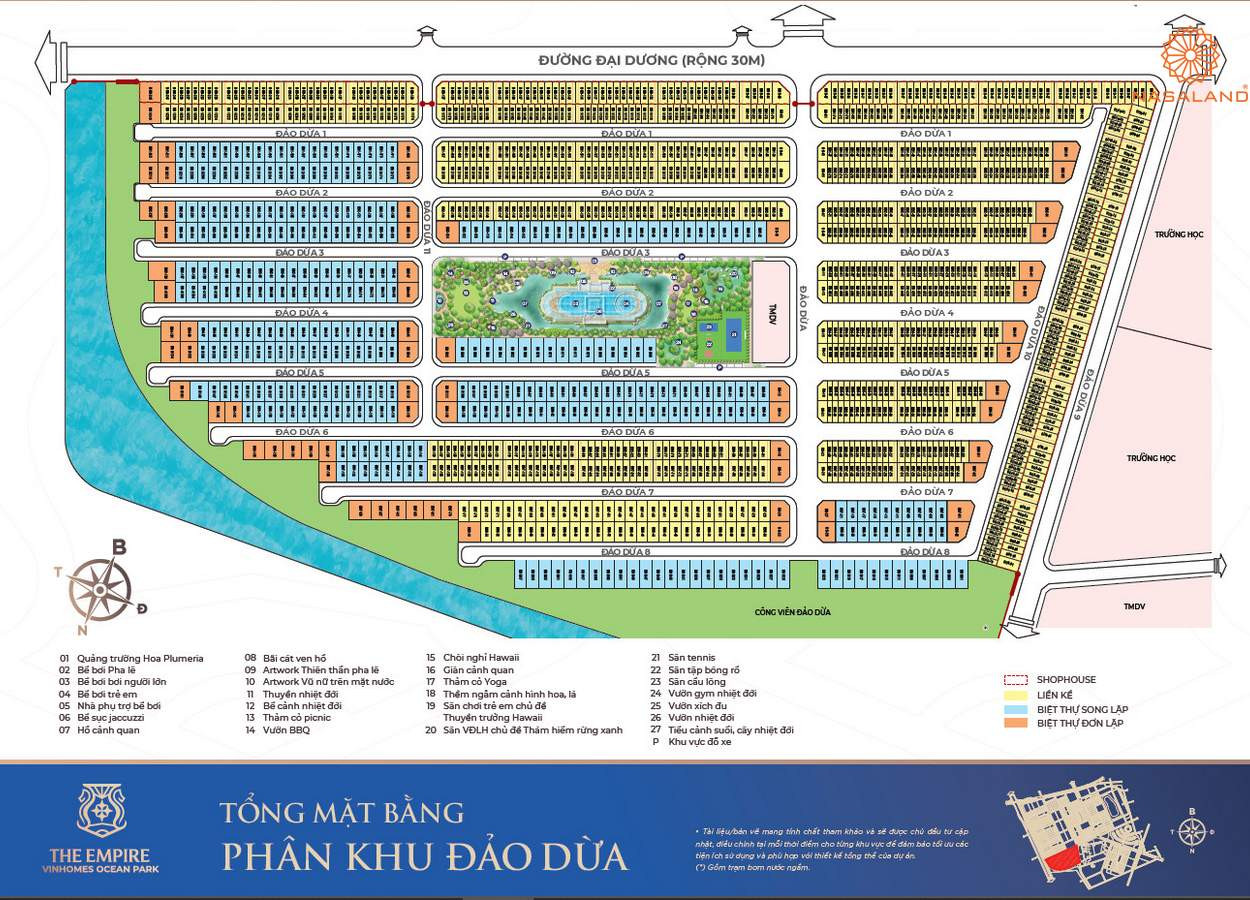 Mặt bằng phân khu Đảo Dừa tại Vinhomes Ocean Park 2