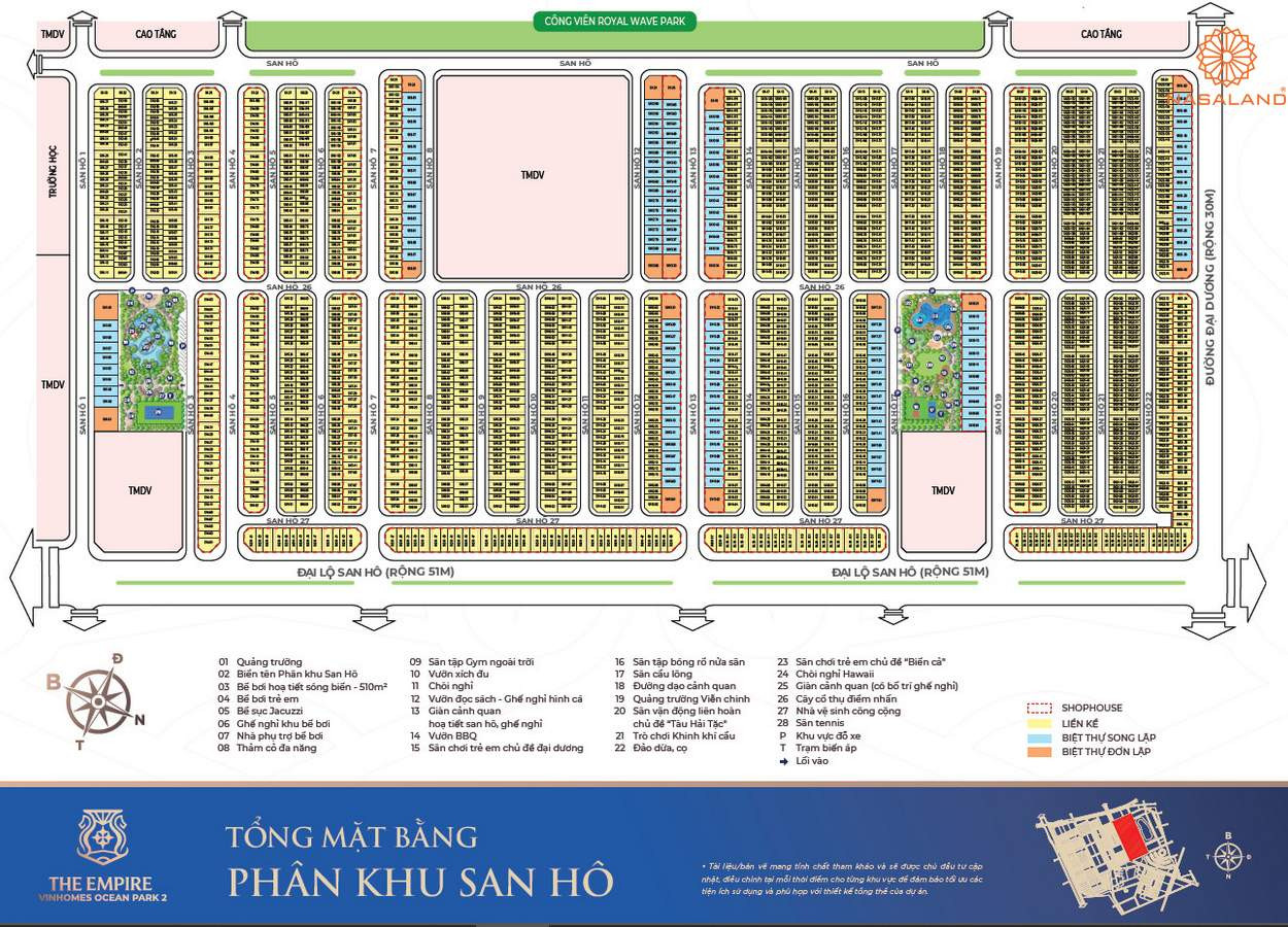 Mặt bằng phân khu San Hô tại Vinhomes Ocean Park 2