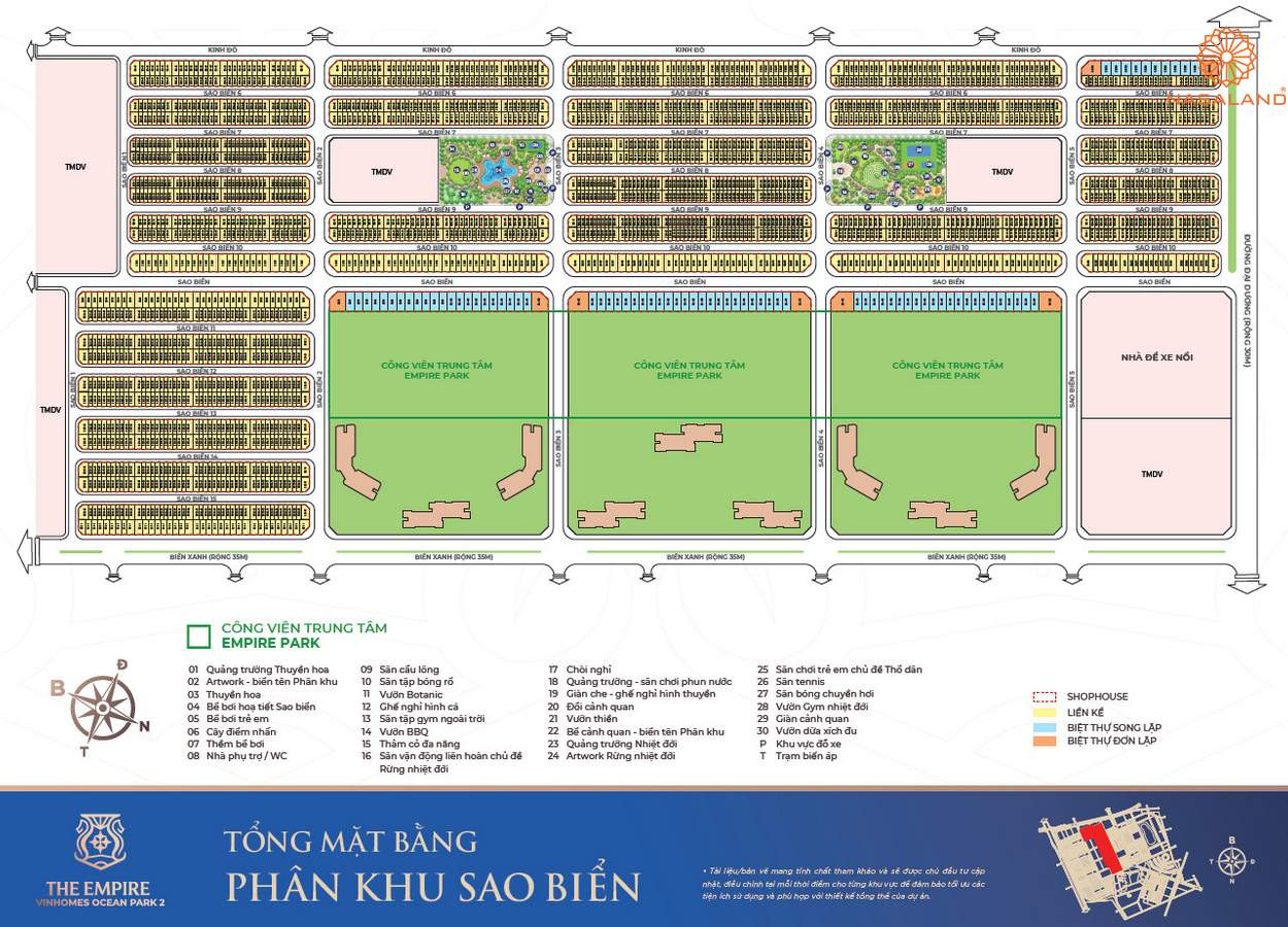 Mặt bằng phân khu Sao Biển tại Vinhomes Ocean Park 2