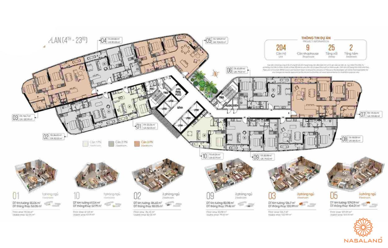 Mặt bằng Thảo Điền Green tầng căn hộ điển hình