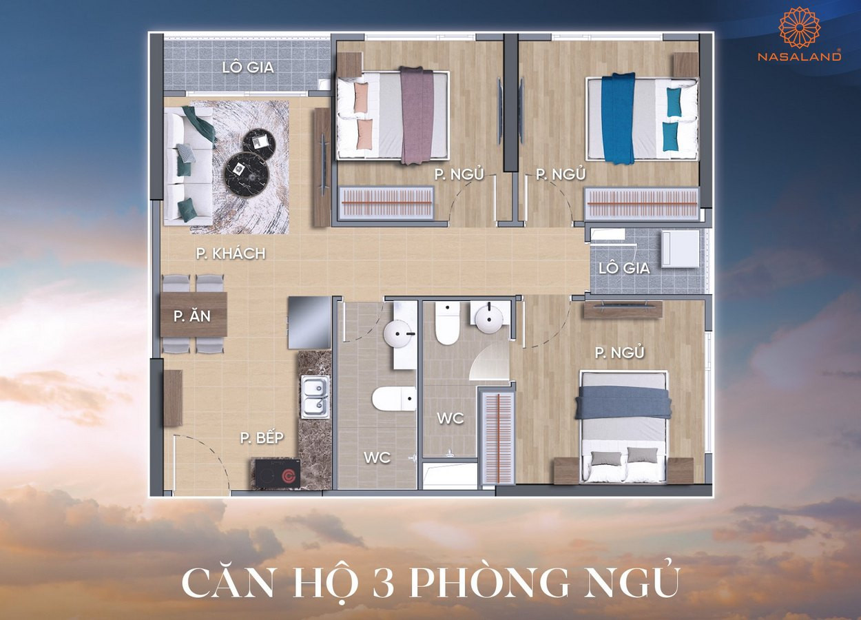 Mặt bằng The Beverly Solari - Căn hộ 3 PN