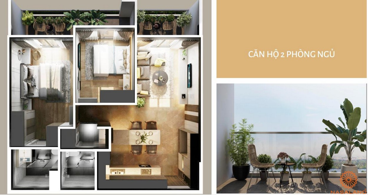 Mẫu căn hộ loại 2PN - nội thất bàn giao Fiato Premier Thủ Đức