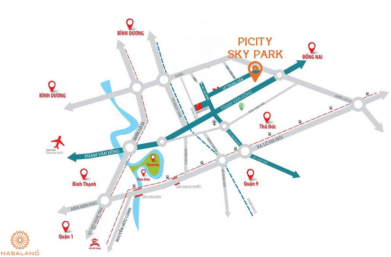 Vị trí dự án Picity Sky Park Dĩ An