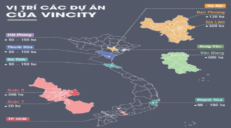 Vị trí các dự án Vincity tại các tỉnh thành trên cả nước